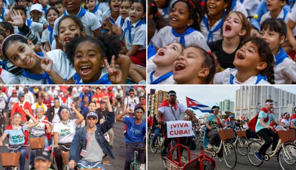 pioneros y jóvenes cubanos