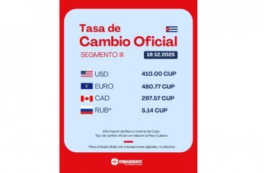 Tasa de cambio del BCC para el 19 diciembre de 2025